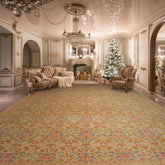 Palace Hand Knotted 100% Wool Transitional Oriental Area Rug Beige, Blue Color
